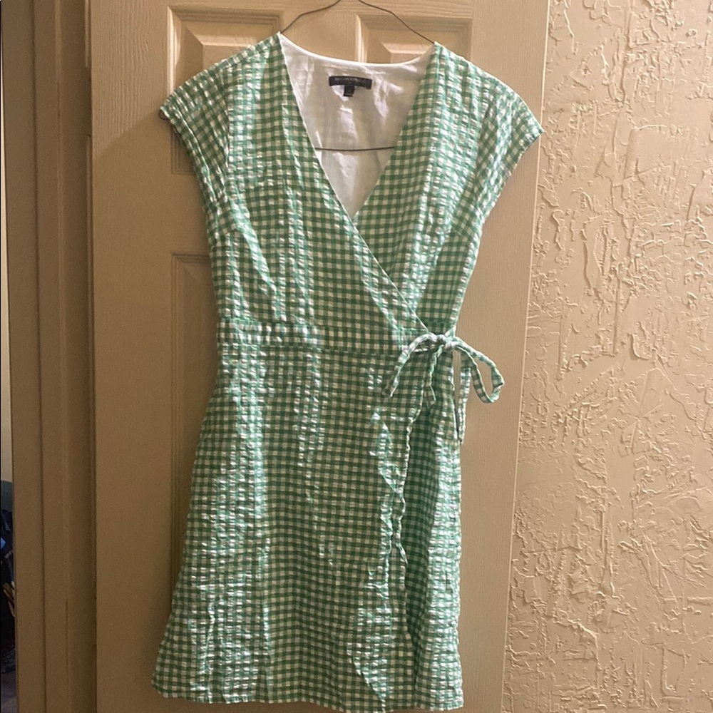 Green Gingham Wrap Dress